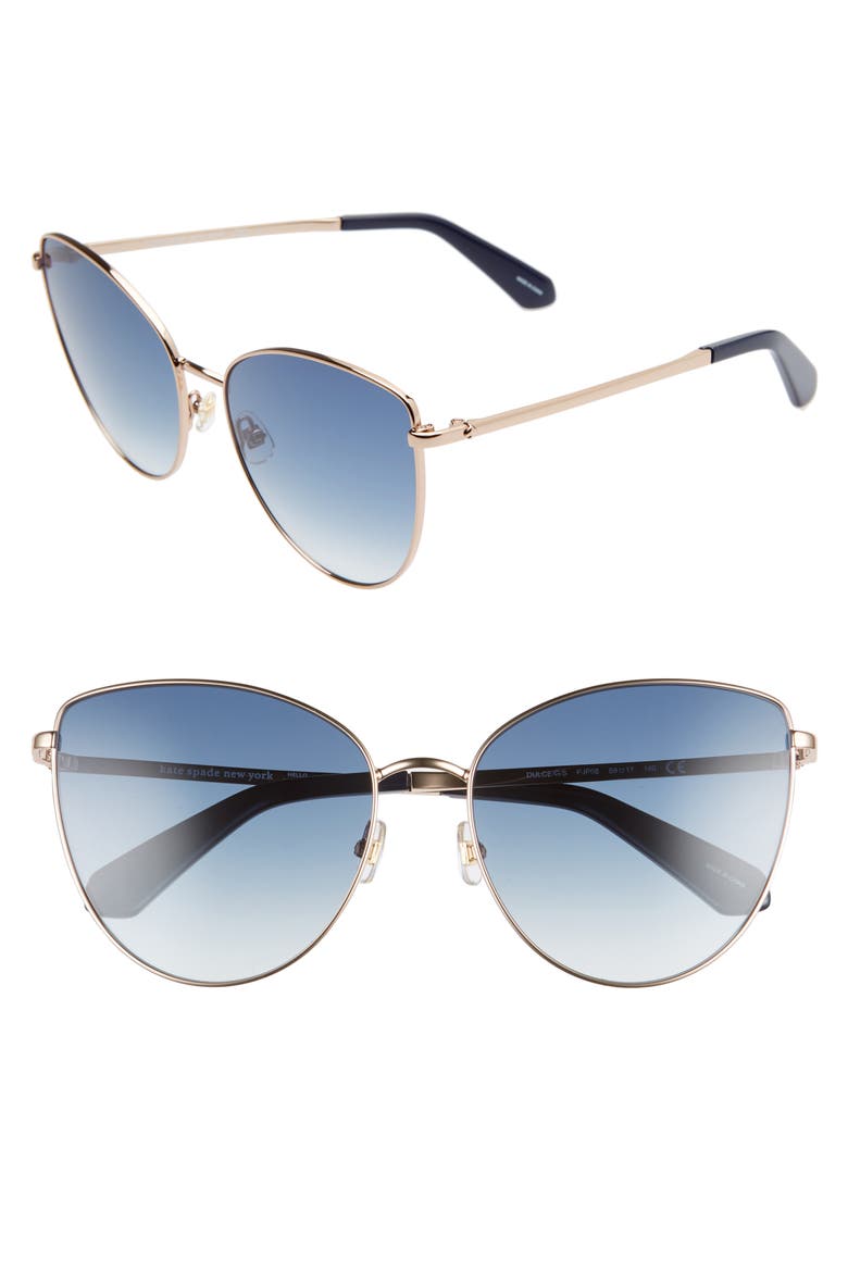 dulce 59mm cat eye sunglasses, Main, color, BLUE/ DARK BLUE GRAD