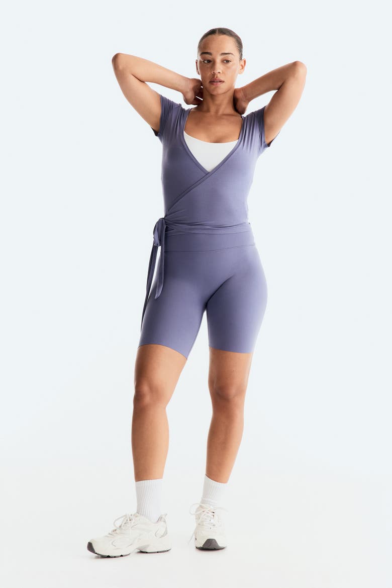Sports Wrap Top In Modal, Alternate, color, Dusty violet