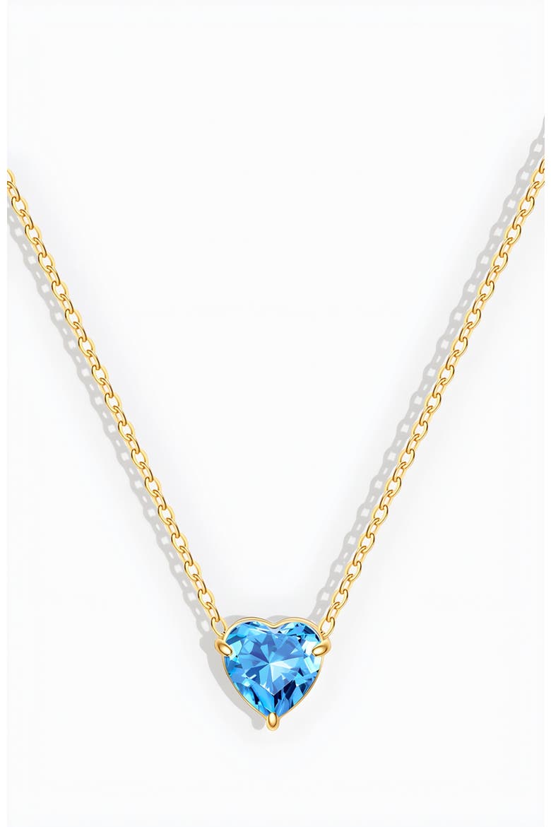 Dainty Birthstone Heart Necklace, Main, color, December Blue Topaz