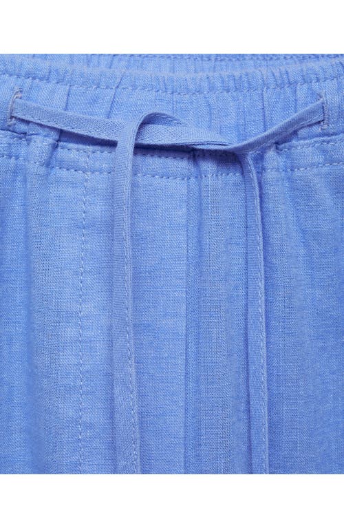 Mango Linen Drawstring Pants In Blue