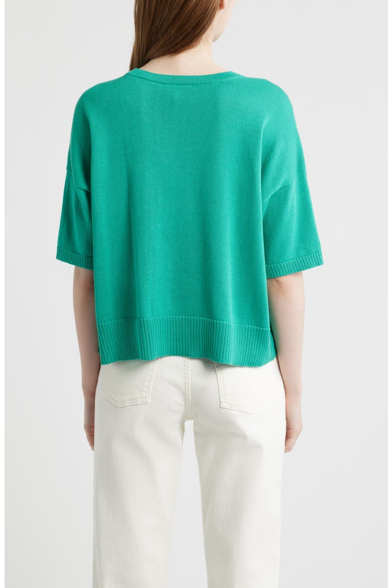 Elbow Sleeve Organic Cotton Blend Crewneck Sweater, Alternate, color, SEA STAR