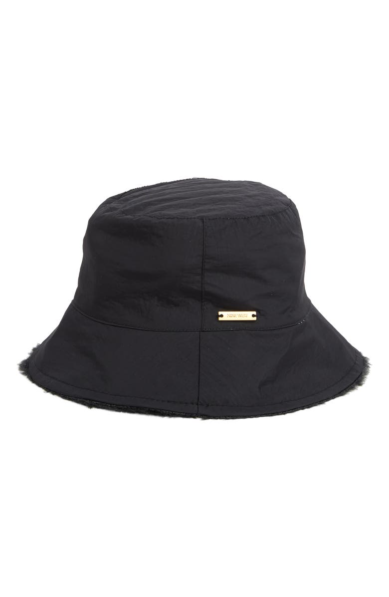 Nine West Reversible Faux Fur Bucket Hat, Main, color, 