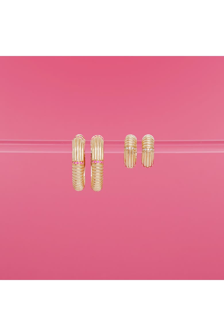 Found Ribbed Oval Hoop Earring, Alternate, color, Diamond-Gold