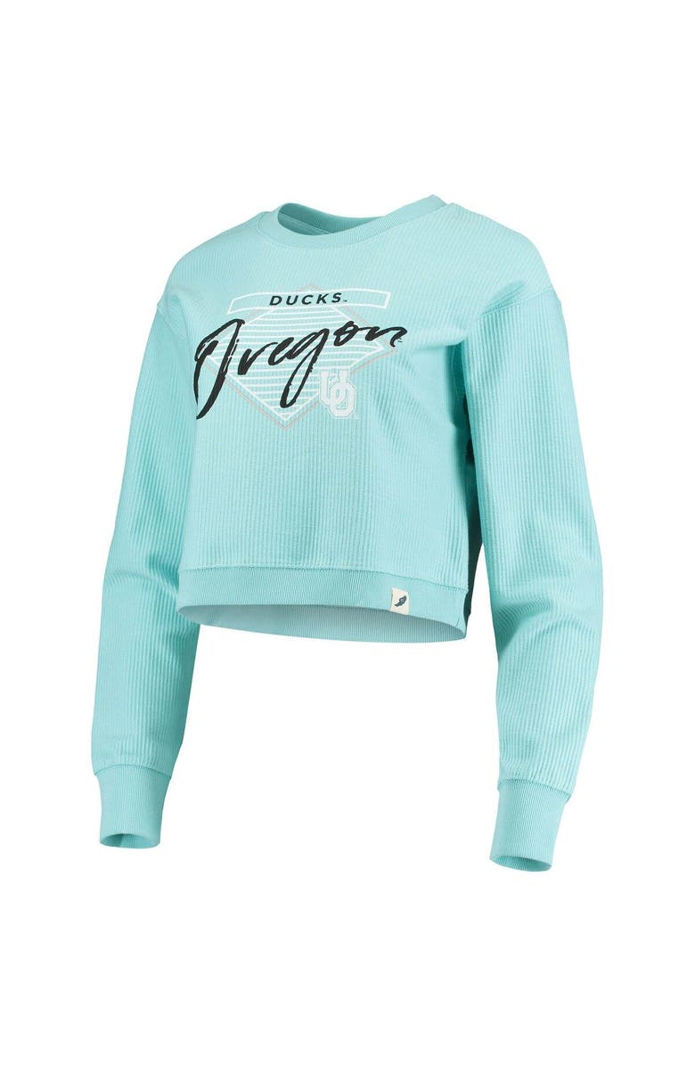 LEAGUE COLLEGIATE WEAR Women's League Collegiate Wear Light Blue Oregon Ducks Corded Timber Crop Pullover Sweatshirt, Alternate, color, 
