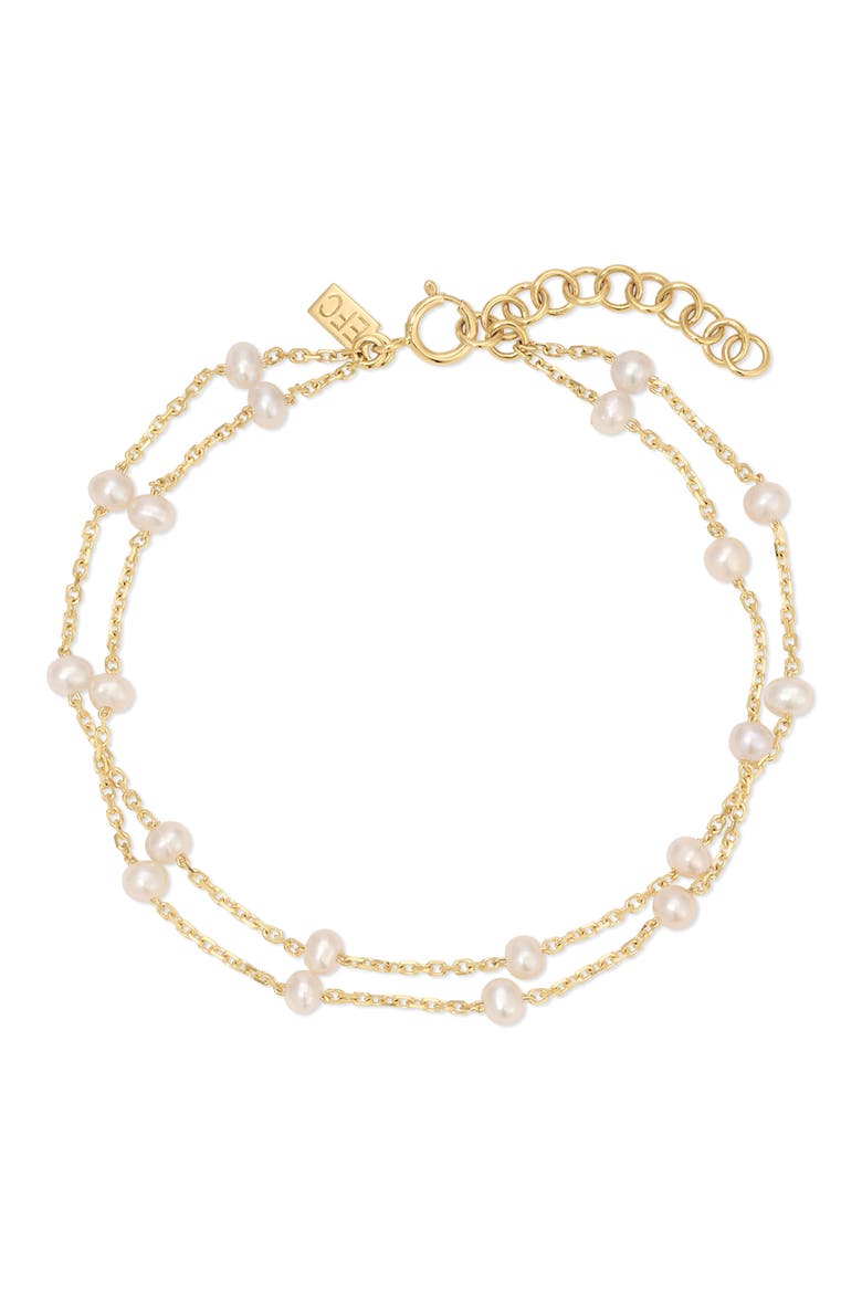 Freshwater Pearl Station Layer Bracelet, Main, color, 14K YELLOW GOLD / PEARLS