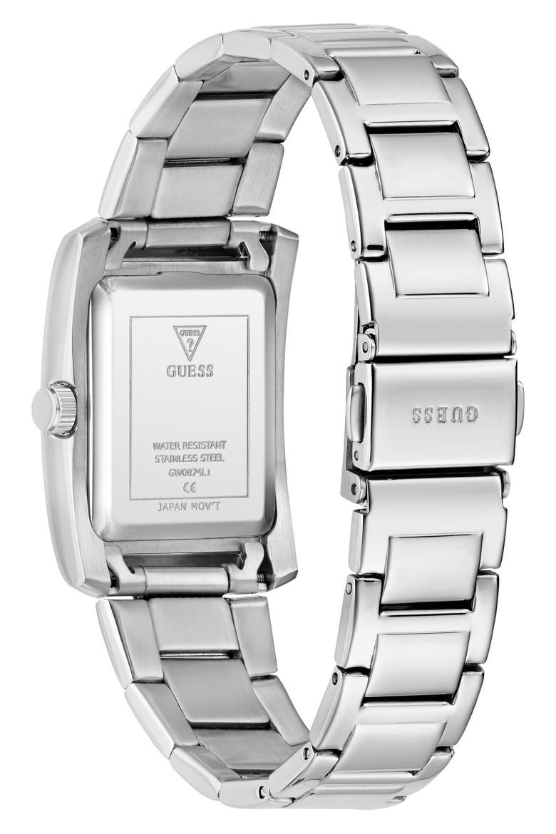 Bonnie Pavé Crystal Bezel Silvertone Bracelet Tank Watch, 27mm, Alternate, color, SILVER