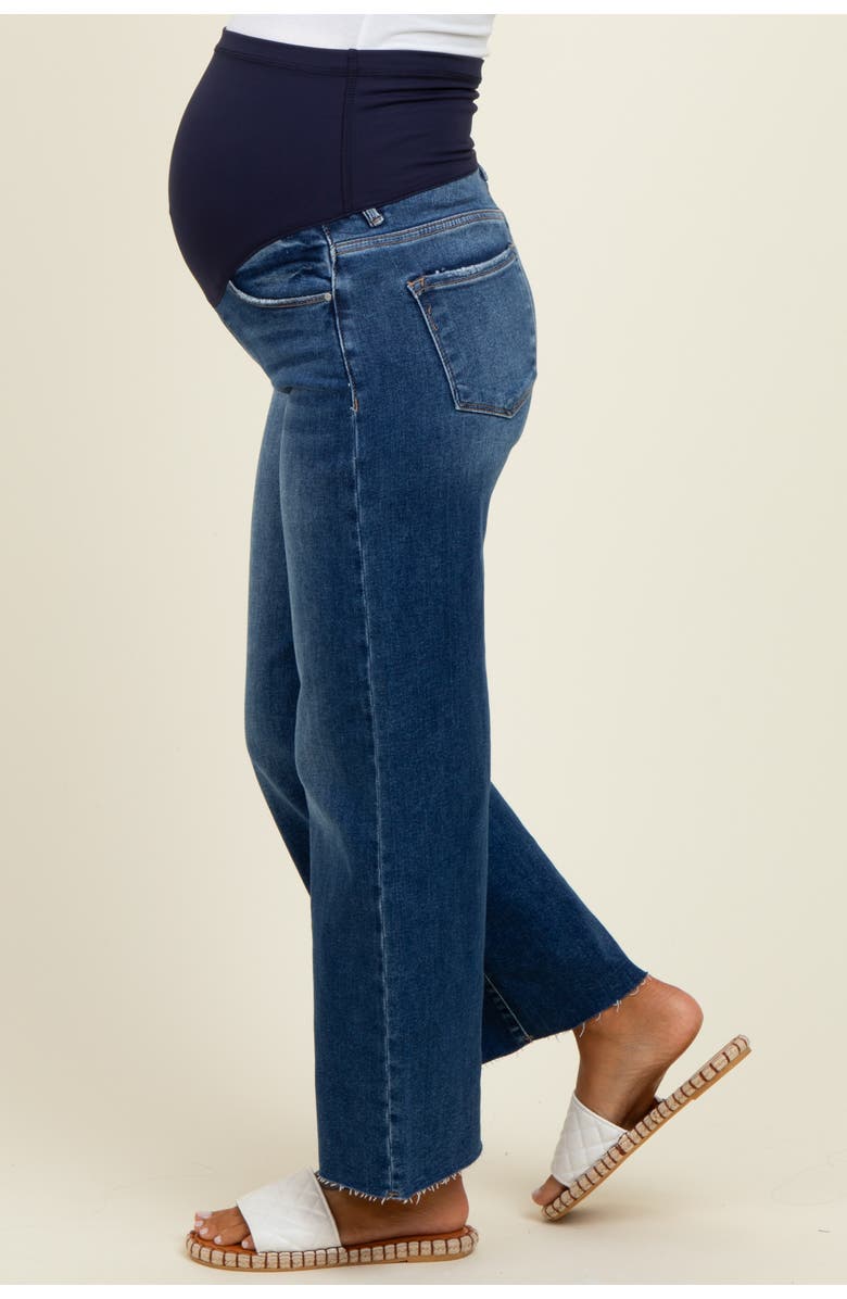 PinkBlush Cut Hem Cropped Wide Leg Maternity Jeans, Alternate, color, 