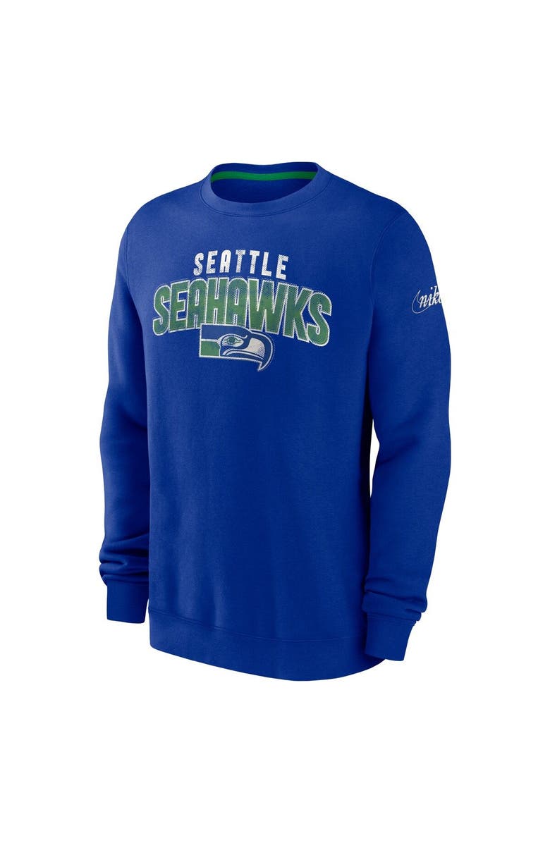 Nike Men's Nike Royal Seattle Seahawks Rewind Club Pullover Sweatshirt, Alternate, color, 