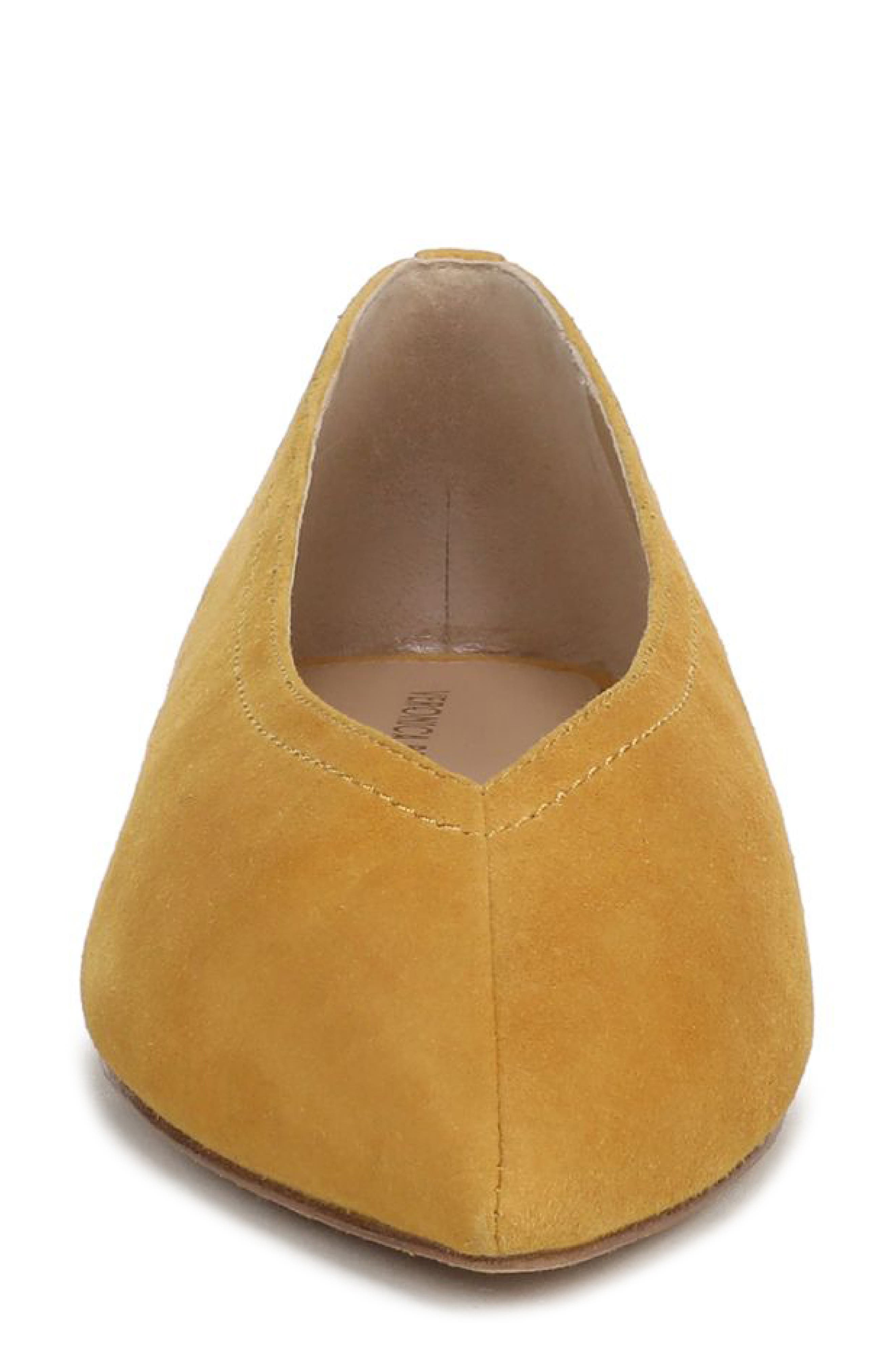 Veronica Beard Bancroft Pointed Toe Flat, Alternate, color, Mustard Yellow Suede