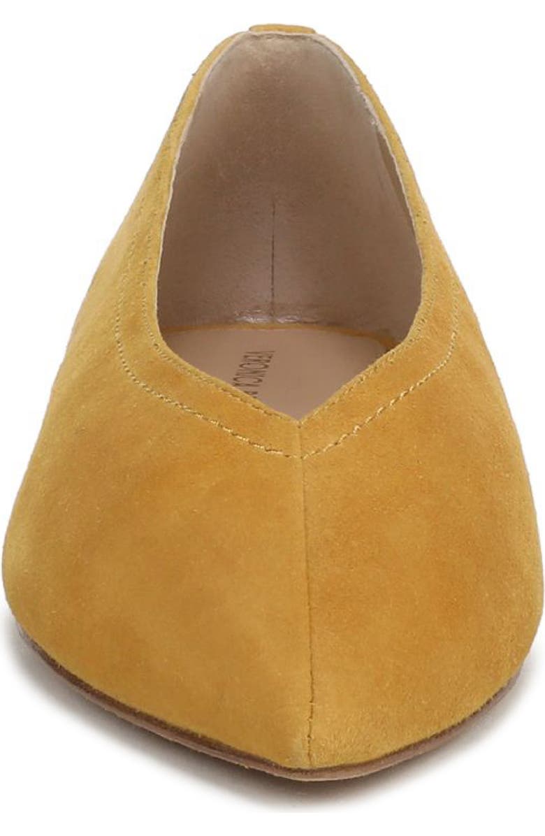 Veronica Beard Bancroft Pointed Toe Flat, Alternate, color, Mustard Yellow Suede