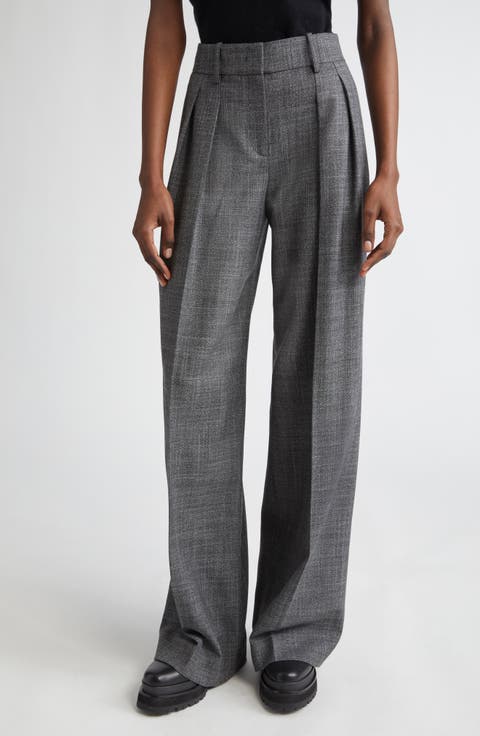 Pleated Slouch Wool & Silk Trousers