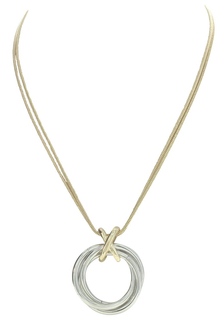 'X' Marks the Spot Pendant Necklace, Main, color, GOLD / SILVER