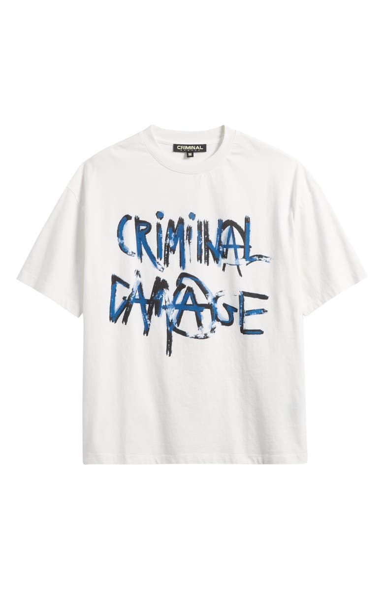 CRIMINAL DAMAGE Spray Logo Cotton T-Shirt, Alternate, color, Off White