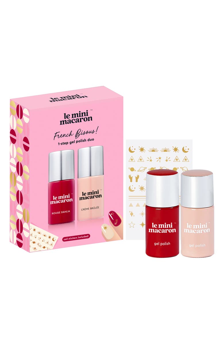 Le Mini Macaron French Bisous! Gel Polish Duo Set $31 Value, Main, color, French Bisous
