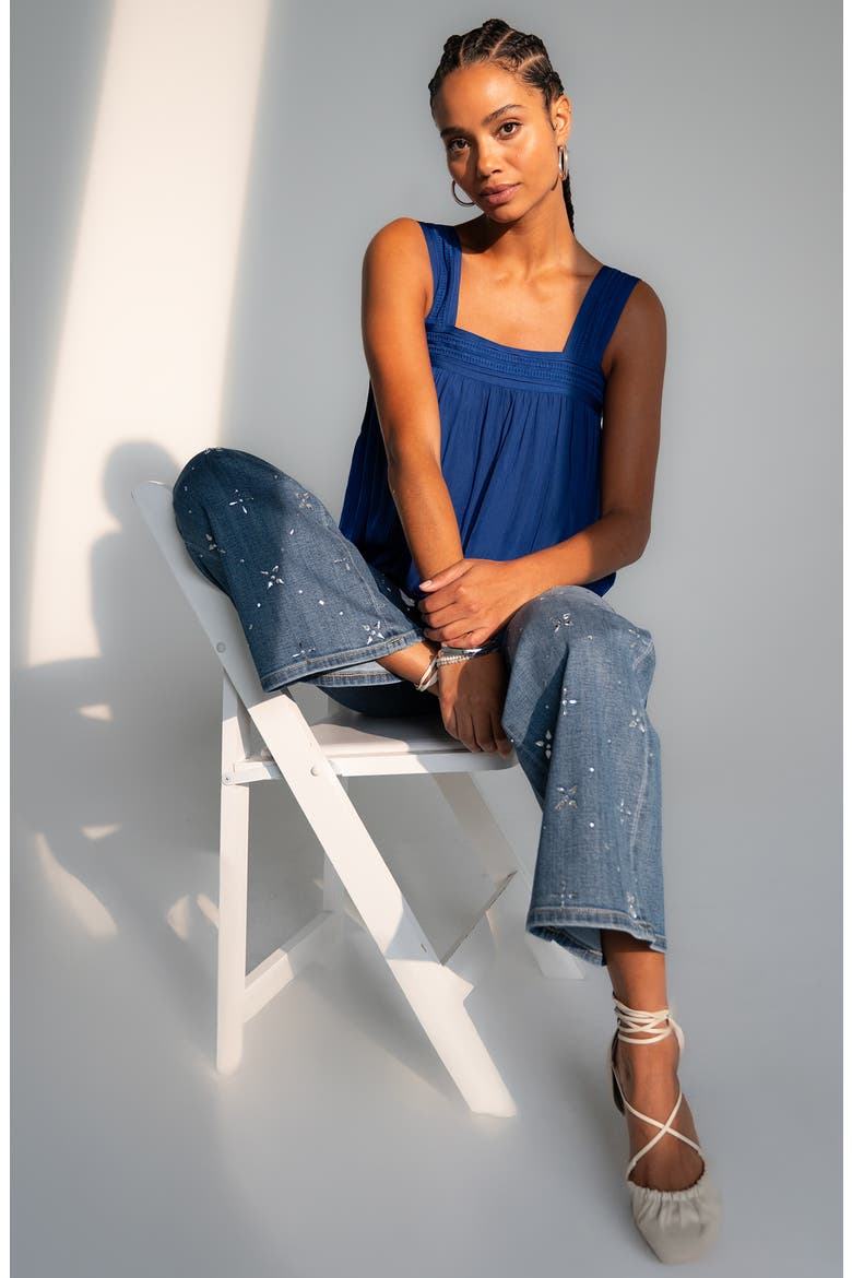 Stride Embellished High Waist Wide Leg Jeans, Alternate, color, OPULENT OASIS