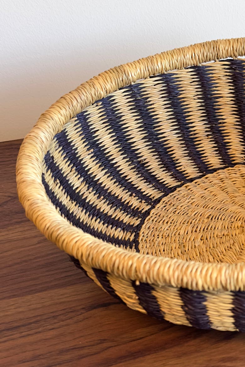 Handwoven Large Tray Basket, Alternate, color, Natural & Black