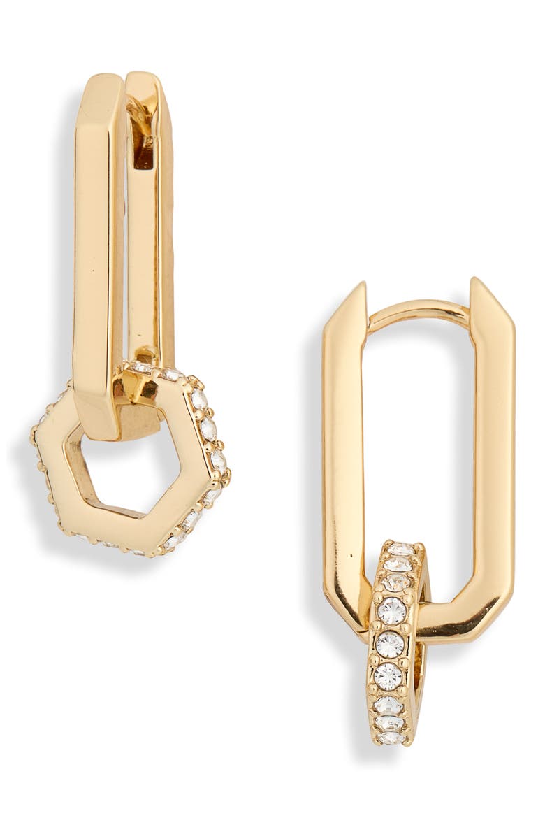 Hexagon Huggie Hoop Earrings, Alternate, color, SHINY GOLD