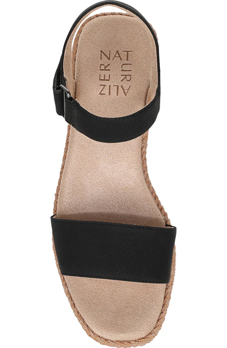 Naturalizer Goldie Wedge Sandal, Alternate, color, Black Faux Leather