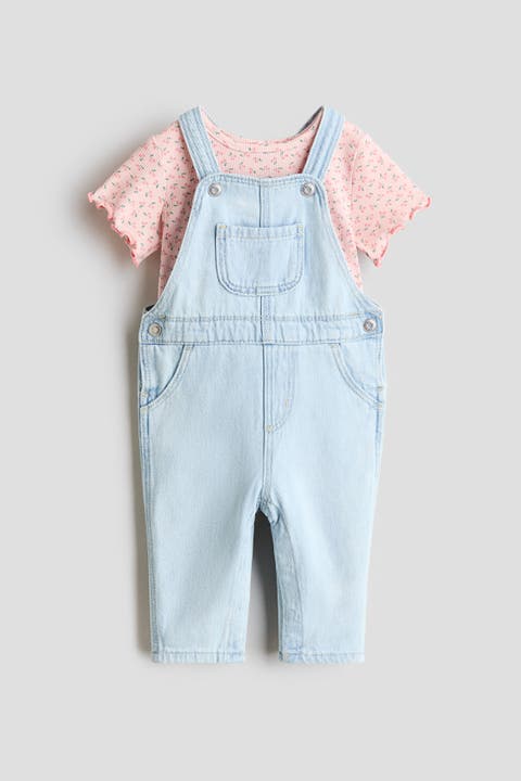 2-piece Dungarees And Top Set