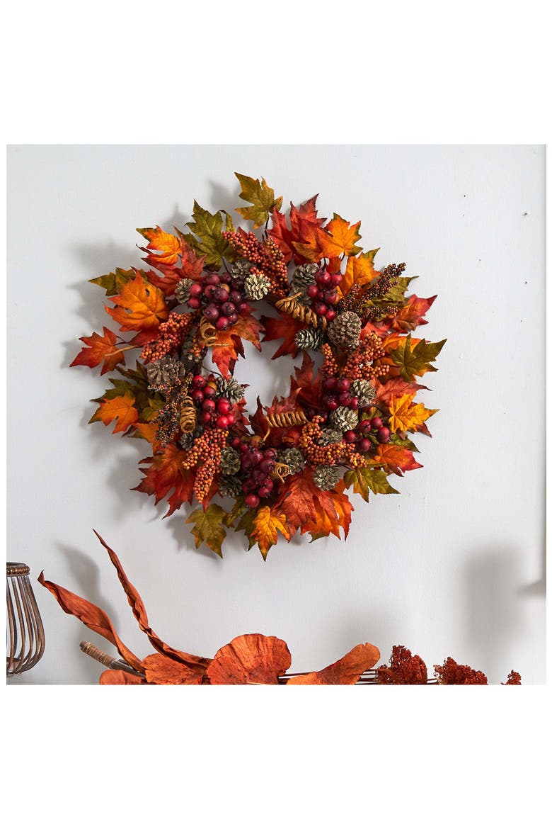 Maple & Berry Wreath, Alternate, color, ORANGE