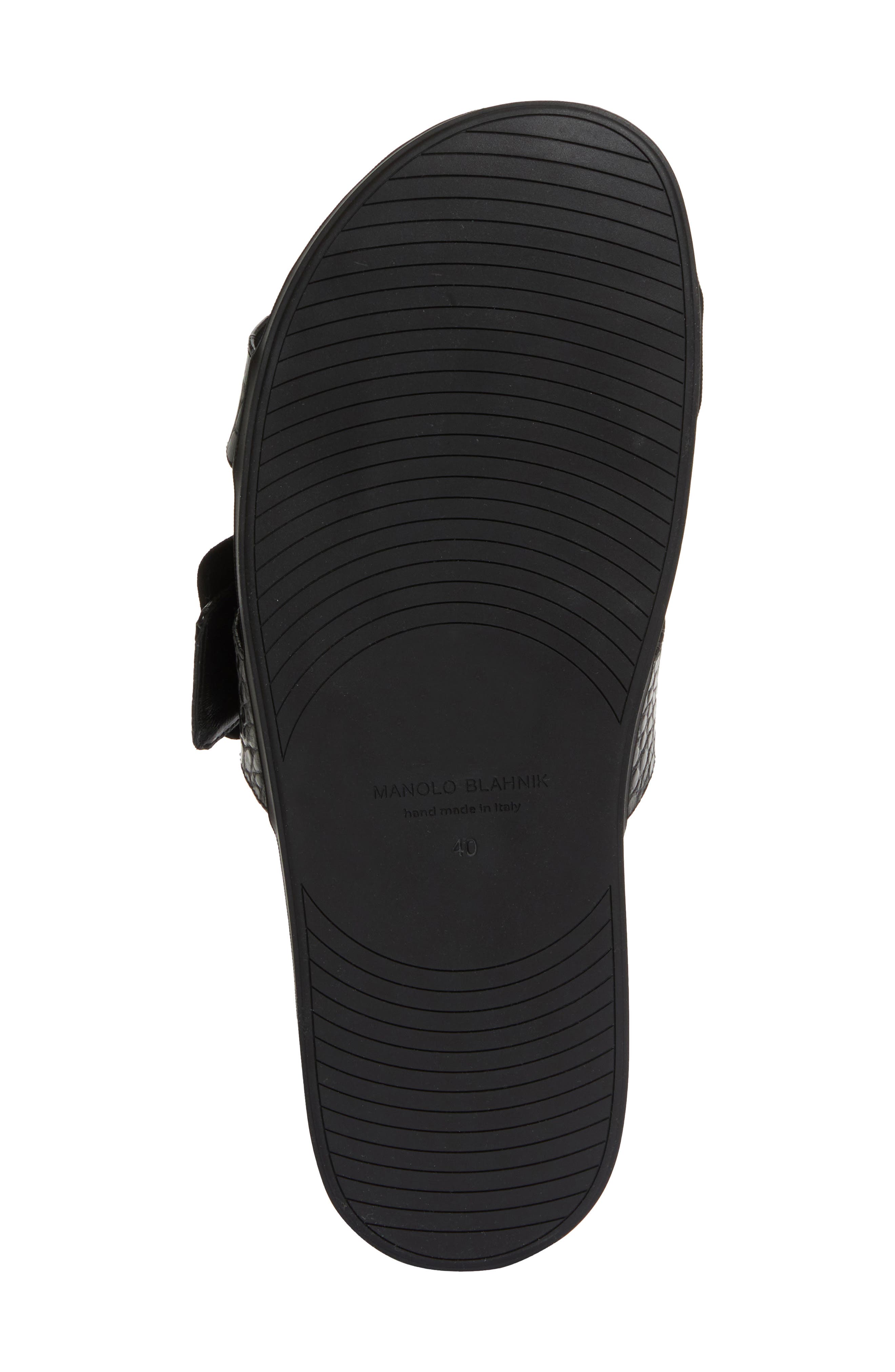 Manolo Blahnik Mayfu Croc Embossed Slide Sandal, Alternate, color, 