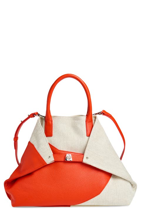 Medium AI Canvas & Leather Convertible Shoulder Tote