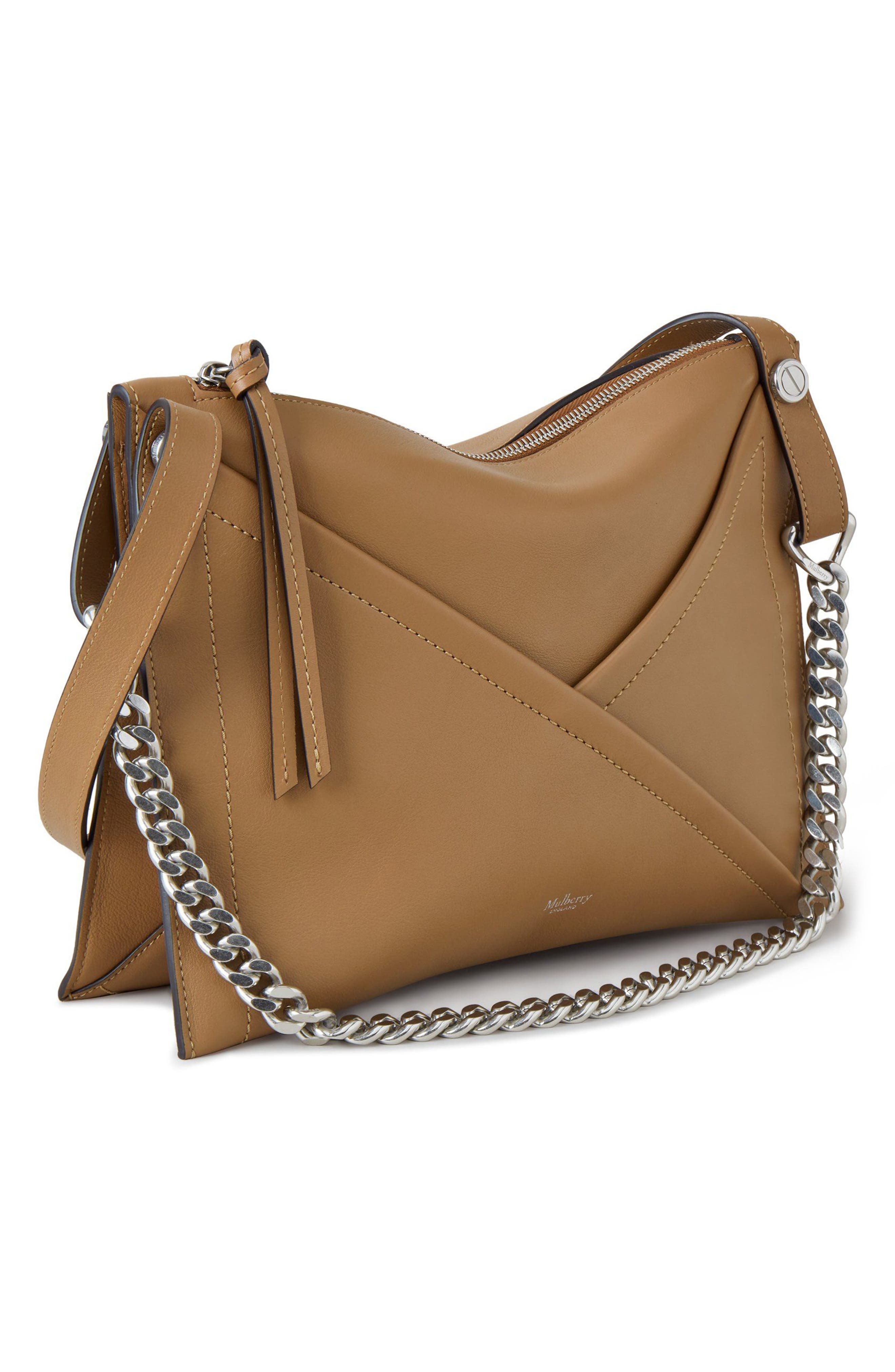 Mulberry Zipped Calfskin Leather Shoulder Bag, Alternate, color, 