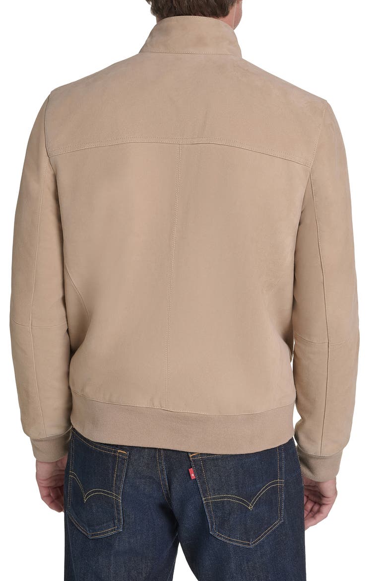 Suede Bomber Leather Jacket, Alternate, color, SAND