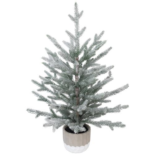 Northlight Flocked Potted Artificial Christmas Snowy Tree In Green