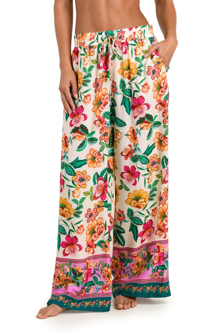Zen Garden Beach Cover-Up Pants, Main, color, GREEN MULTI