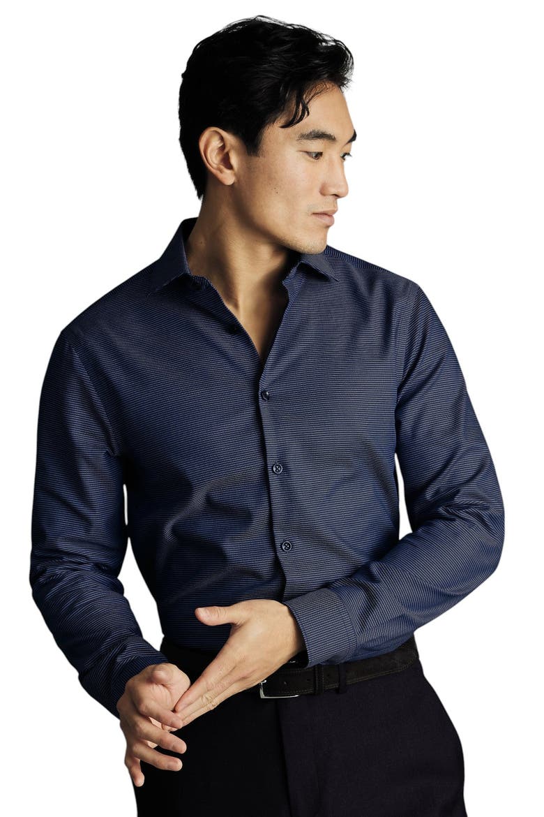 Non-Iron Stretch Texture Circle Shirt, Main, color, Royal Blue