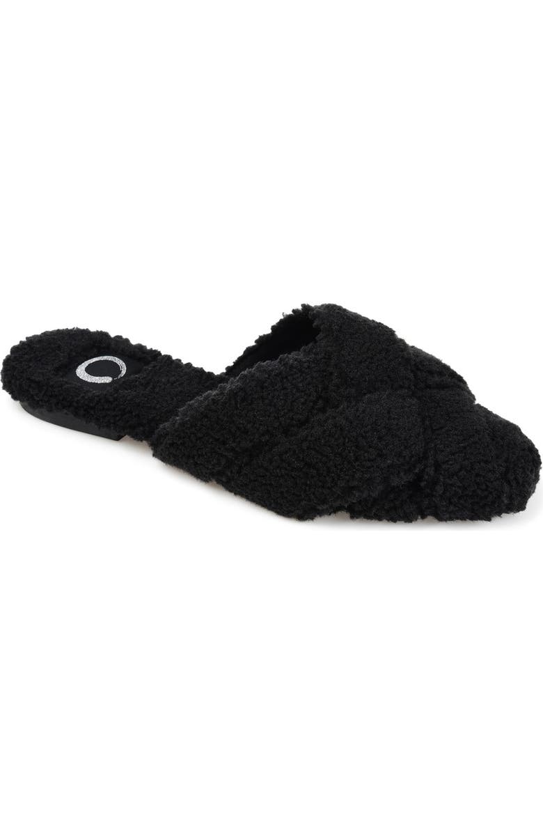 Journee Collection JOURNEE Sereena Faux Fur Slipper, Main, color, Black