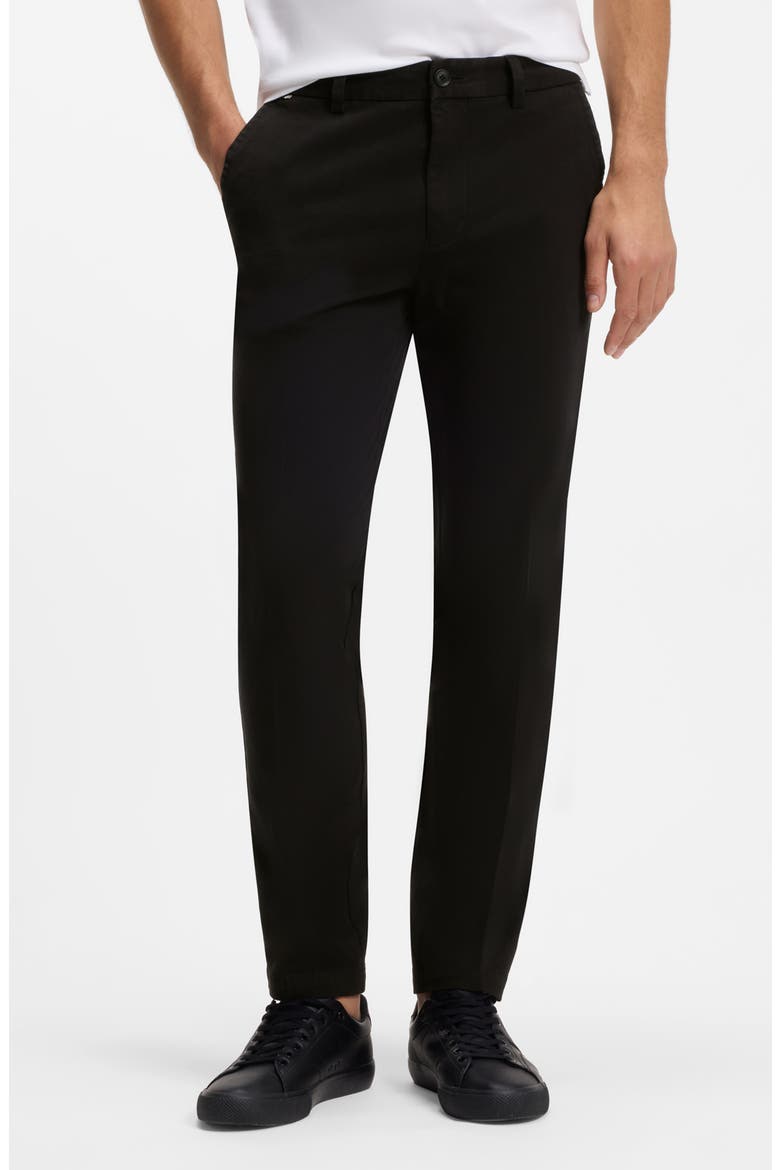 Kaiton Slim Fit Flat Front Stretch Cotton Chinos, Main, color, BLACK