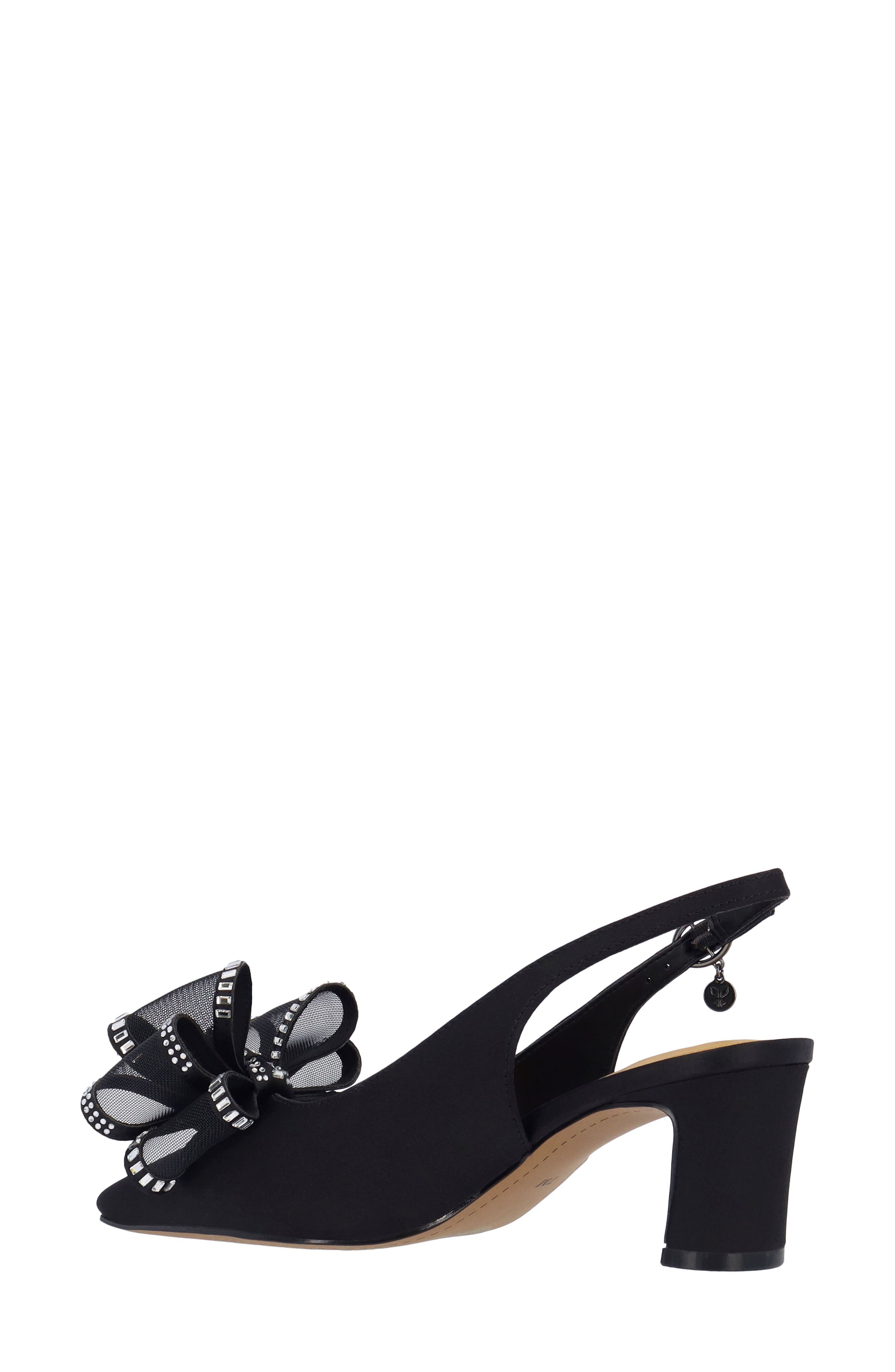 J. Reneé Kalindra Crystal Bow Embellished Slingback Pump, Alternate, color, Black