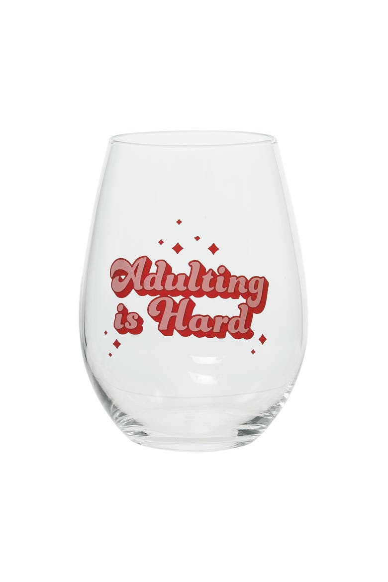 Glass 4.95" Clear Adulting Is Hard Wine Glass Clear 18 oz, Main, color, Clear