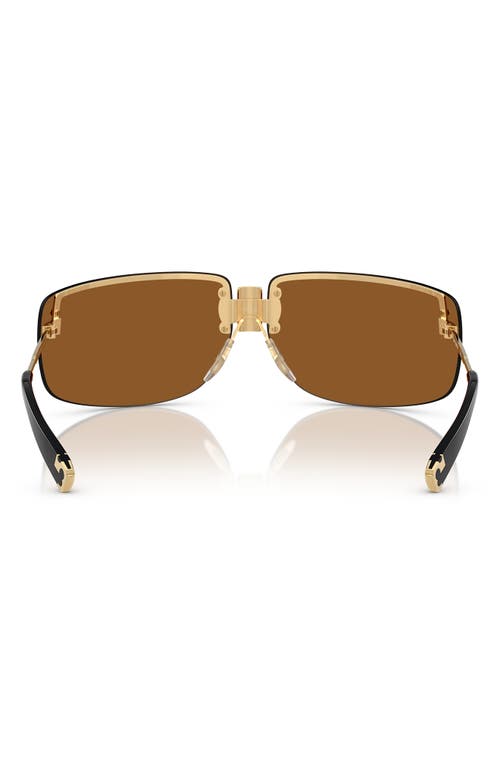 Tory Burch 75mm Semi Rimless Pillow Sunglasses In Shiny Gold/brown