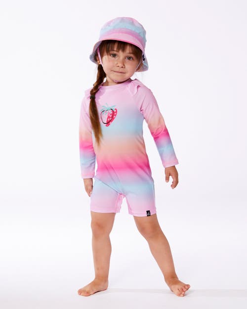 Deux Par Deux Baby Girl's Long Sleeve One-piece Rashguard Pink, Orange, And Turquoise In Multi