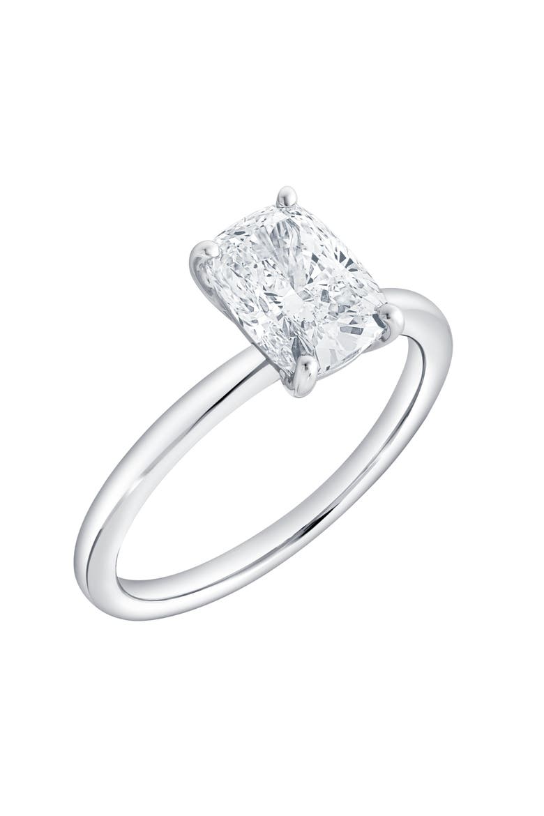 Callista 14K Gold Cushion Cut Lab Grown Diamond Solitaire Engagement Ring - 1.5 Ct, Alternate, color, 14K White Gold