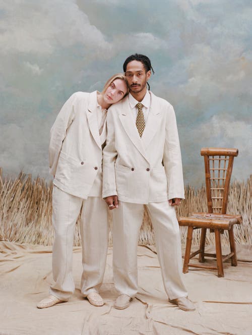 Tombolo Easy-going Jacket In Sand Linen
