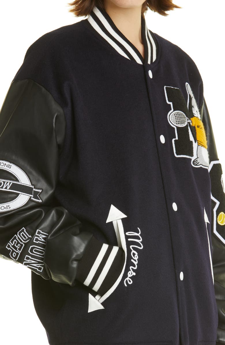 MONSE Oversize Double Face Wool Blend Letterman Jacket, Alternate, color, 