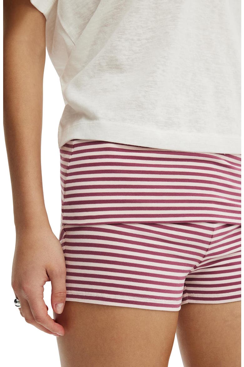 Women's Hallie Foldover Micro Short, Alternate, color, Madi Stripe Rich Plum
