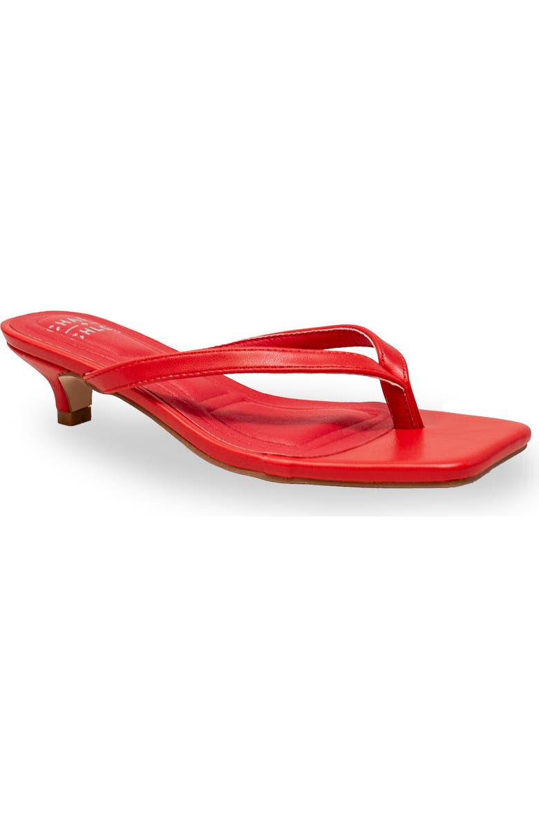 CHASE AND CHLOE Raya Kitten Heel Sandal, Main, color, Red Pu
