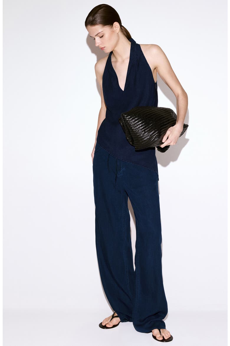 Wide Leg Tie Waist Pants, Alternate, color, DARK BLUE