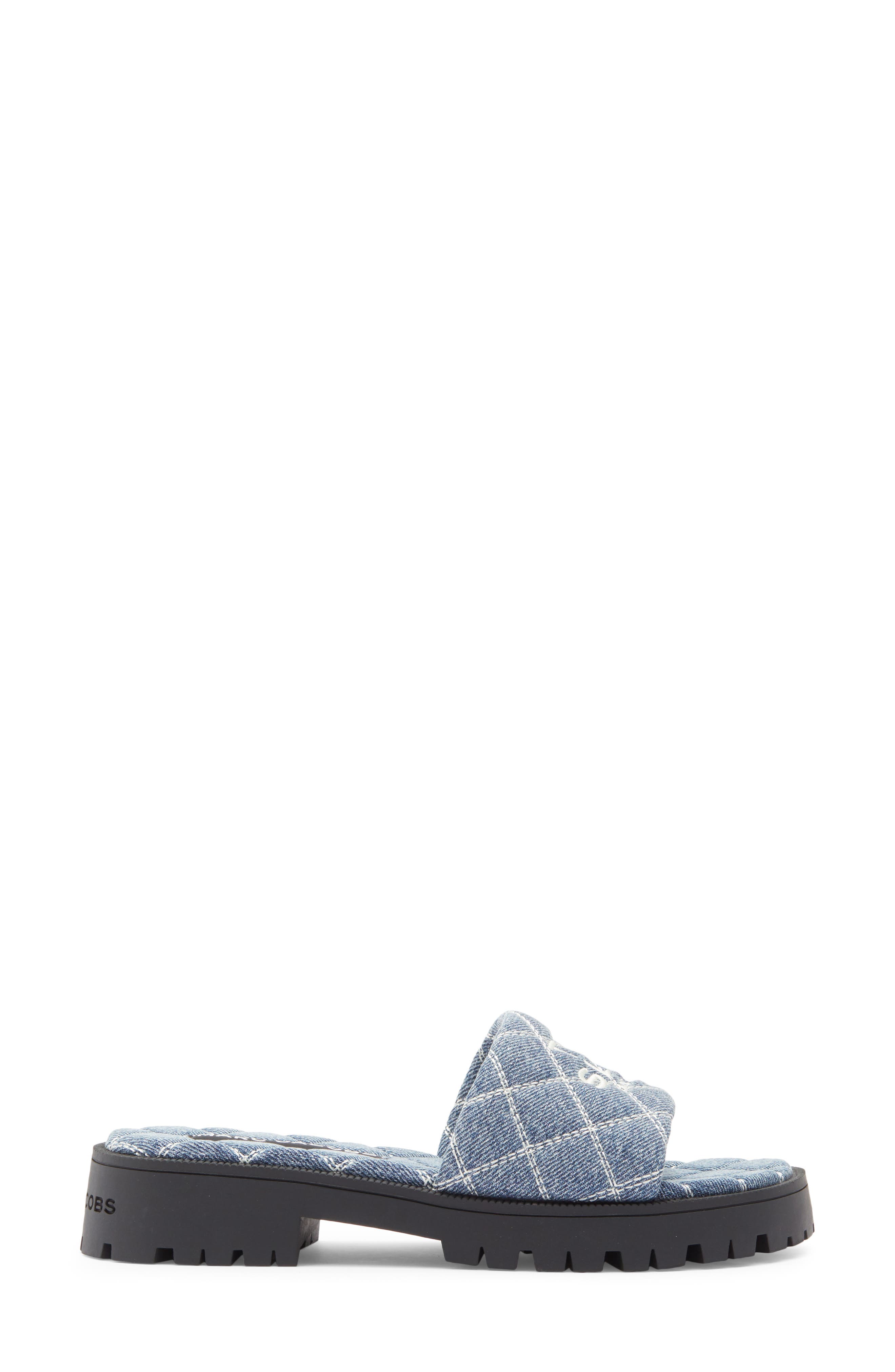 Marc Jacobs Quilted Denim Slide Sandal, Alternate, color, Light Wash Indigo