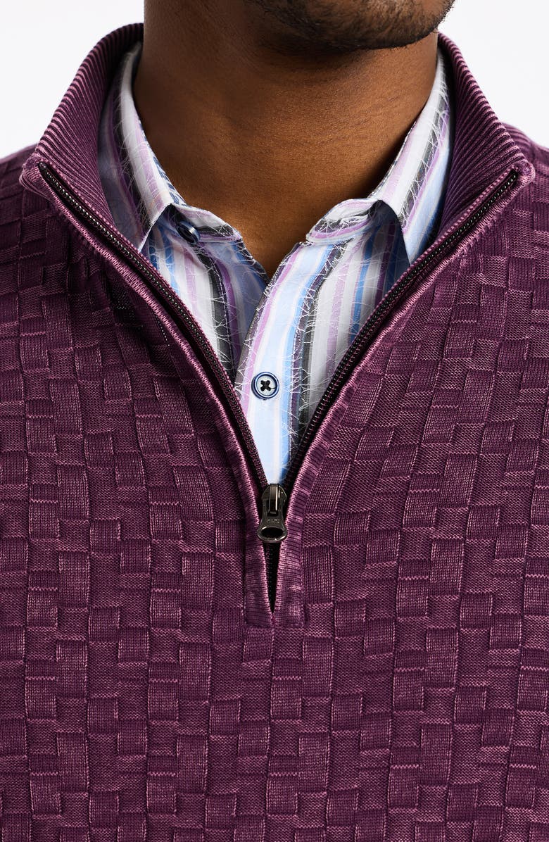 Robert Graham Aubin Basketweave Quarter Zip Sweater, Alternate, color, Dark Purple