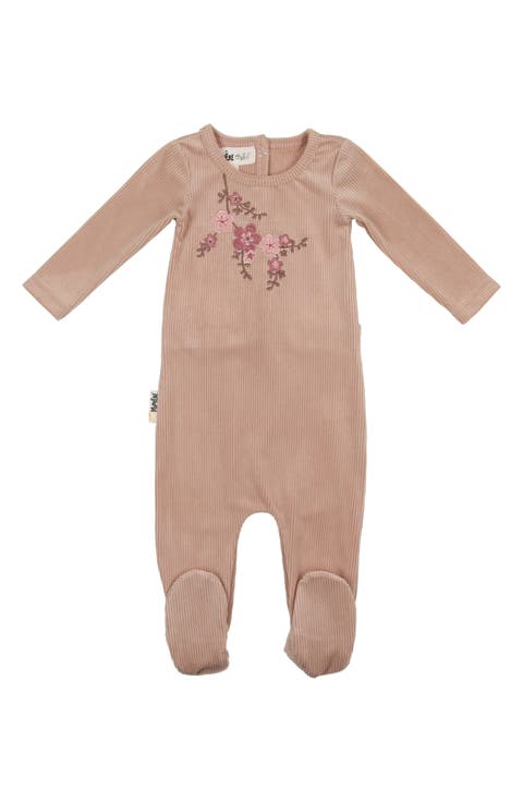 Cherry Blossom Rib Cotton Blend Footie (Baby)
