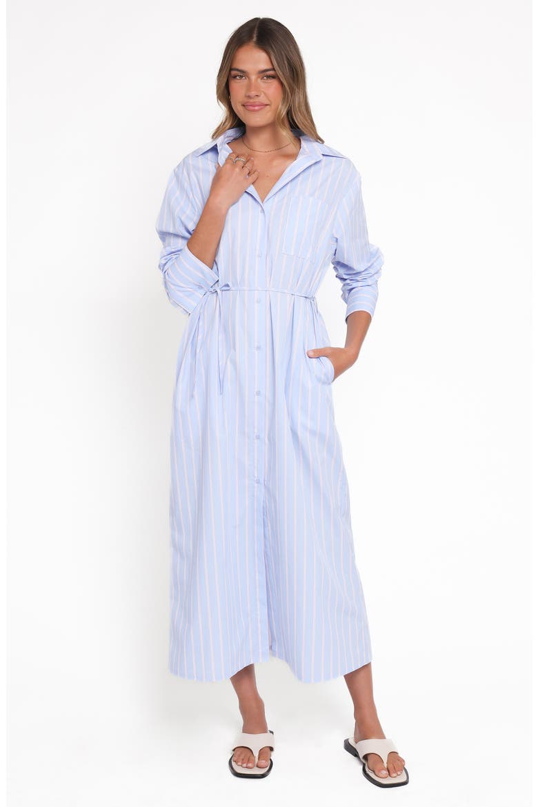 Harlan Long Sleeve Cotton Shirtdress, Alternate, color, BLUE PINK STRIPE