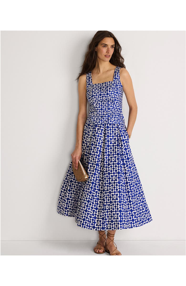 Lands' End Poplin Godet Maxi Skirt, Alternate, color, Blue Breeze Painted Geo