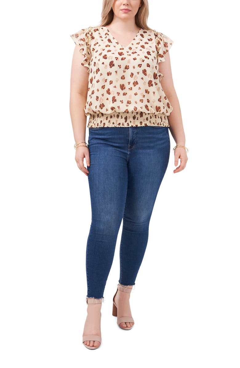 1.STATE Leopard Print Flutter Sleeve Top, Alternate, color, 