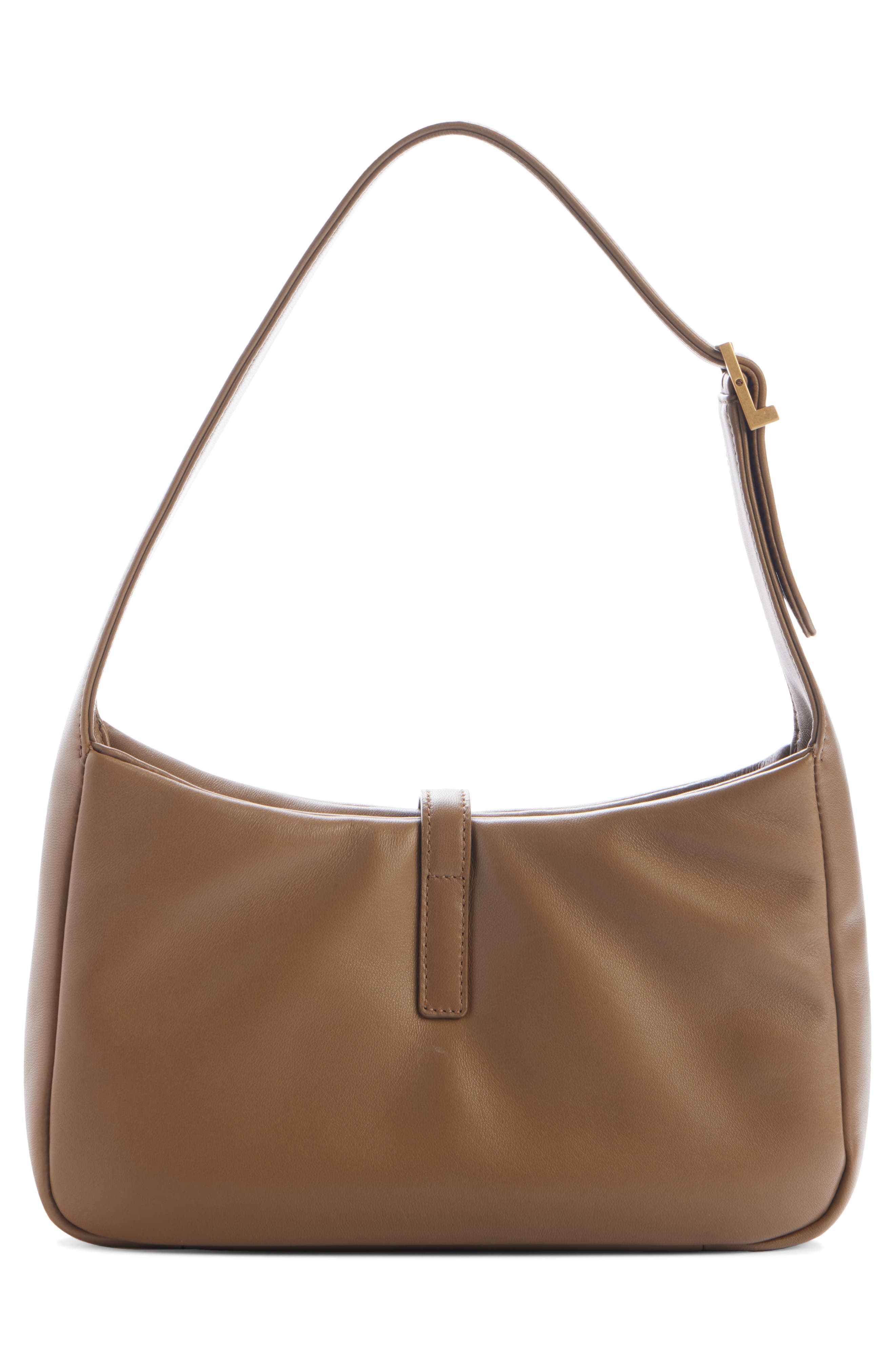 Saint Laurent Le 5 À 7 Padded Leather Hobo Bag, Alternate, color, Dark Peanut